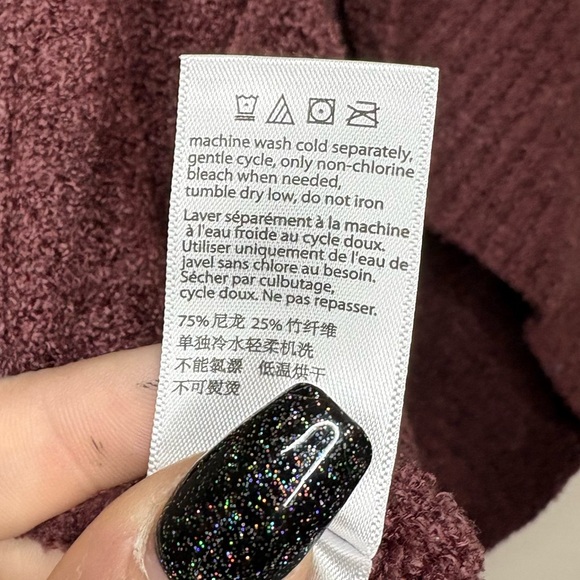 Barefoot Dreams CozyChic Lite Circle Cardi sweater in Deep Aubergine size medium - Picture 7 of 14